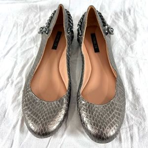 RACHEL ZOE Gray SnakeSkin Flats with Chain Link Marked as 7US